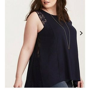 Torrid Navy Blue Lace Sleeveless Top
